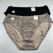Alfani Women's Underwear 2X Core Panty Cheetah Animal Print Black Soft Pack of 2 picture