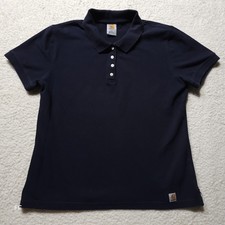 Carhartt Women's Polo 97% Cotton 3% Spandex Navy Short Sleeve L (Size L) picture