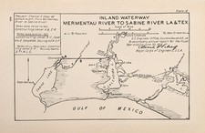 1915 SABINE RIVER - PORT ARTHUR Texas - MERMENTAU RIVER Louisiana Map picture