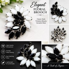 Stunning Vintage JULIANA Black & White Swirl Brooch picture