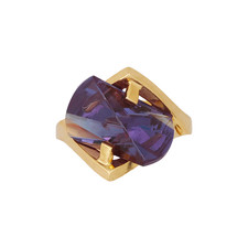 14K Gold Vintage Purple Sapphire Lighthouse Cut Strellman Ring picture