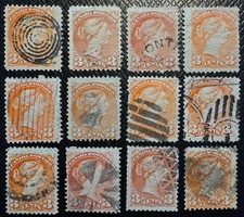 1872 Canada, SC#41 (x12) various shades 3c QV Small Queens (us/netherlands/gb/qv picture