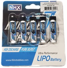 NHX Muscle Pack 1S 3.7V 250mAh 45C Lipo Battery w/ Ultra-Micro (5 PACK) picture