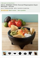 HS Inc. NHS1021 1.75 Qt. Charcoal Polypropylene Super Molcajete - 12 Pack Case picture