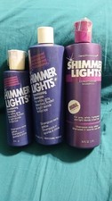 Vintage 1980s Clairol Shimmer Lights Purple Shampoo Lot 3 Bottles Movie Set Prop picture