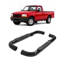 Pair Side Steps for 1998-2011 Ford Ranger Regular Cab Black Steel+Plastic picture