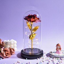 Brand New - Crystal Galaxy Enchanted LED Glass Forever Rose Home Decoration Gift picture