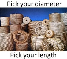 Manila Rope Jute Tiki Hemp Various Sizes 1/4 3/8 1/2 5/8 3/4 1 1-1/4 1-1/2 2 100 picture