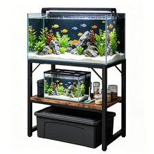 40-50 Gallon Aquarium Stand Metal Wood Fish Tank Rack with Storage Shelf Black picture
