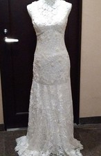 NWT SUE WONG Nocturne Off White Floral Lace Beaded Gown Wedding Dress Size 6 picture