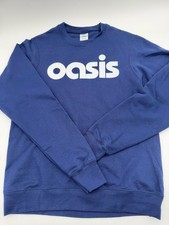 Vintage Woman’s Petite Small Oasis White Logo On Navy Blue Sweatshirt picture