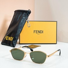 Fendi FE40291U Sunglasses Geometric Gold Green Lens 57-16-145 picture