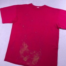 Vintage 90s Blank T-Shirt Mens L Pink Distressed Thrashed Faded Single Stitch picture