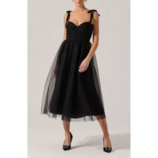 NWOT ASTR The Label Black Karyme Tie Strap MIDI Dress / Mult Sizes / Lace skirt picture