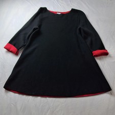 Chico's Women's Black Red Colorblock Knit Top Size 2 US L Boat Neck Elbow Sleeve picture