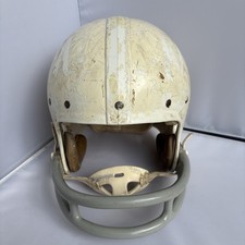 Vintage Nokona Football Helmet White Made In USA N5-70 Soft Chin Strap Grey Mask picture