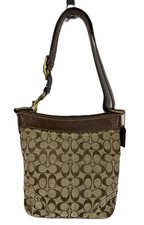 VINTAGE Coach Handbag Crossbody Brown Canvas Leather 10403 **EUC** RETRO CHIC picture