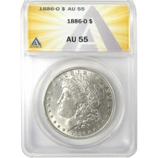 1886 O Morgan Dollar AU 55 ANACS Silver $1 Coin SKU:I19273 picture