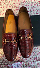 Vinci Leather Men’s Brown Leather Croc Bit Loafers Slip-On Almond Toe EU 39 picture