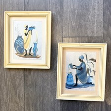 Vintage 1990s African Foil Art, Judy Mastrangelo, Framed Set, Scafa Tornabene picture