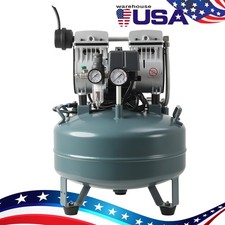 Ultra Quiet 50dB Oil-Free Air Compressor for Dental Use 24L Tank 120V Dual Gauge picture