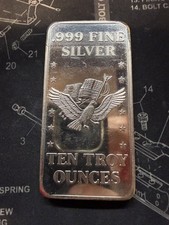 10 OZ .999 FINE SILVER BAR VINTAGE 1981 U.S. STRATEGIC STOCKPILE SAN FRANCISCO picture