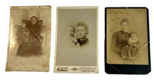 Antique Mothers With Babies Cabinet Card Photos Late 1800s To Early 1900s 3pcs. picture