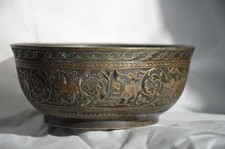 Antique Carved Bronze Singing Bowl Jumbati Bangladeshi 18th-19th Cent 2 lbs picture