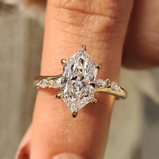 4.17 CT Dutch Marquise Cut Lab Grown Diamond Engagement Ring In 10k Yellow Gold picture