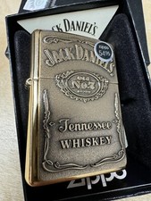 Zippo Jack Daniels Whiskey Textured Logo Lighter - Gold - 254BJD 428 - New picture