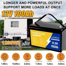 NEW 12V 100Ah LiFePO4 Lithium Battery Deep Cycle Built-in BMS for Solar Off-grid picture