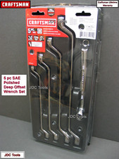 CRAFTSMAN HAND TOOLS 5 pc SAE FULL POLISHED LONG Deep Offset Boxend Wrench Set picture