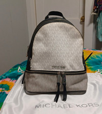 Michael Kors Rhea Medium Backpack Gray/Black Silver Hardware w/ Dust Bag picture