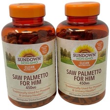 Lot of 2-Sundown Naturals Clean Nutrition Saw Palmetto for Him 450mg 250Capsules picture