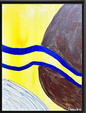 Organic Shape Rutenberg Original Abstract Mixed Media Painting Canvas 9x12 051 picture
