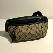 Gucci GG Supreme Beige Black Belt Bag Fanny Pack Zip Zipper Adjustable Strap picture