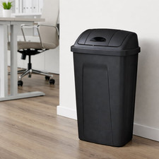 Mainstays 13 Gallon Kitchen Trash Can Plastic Step Garbage Bin Swing Top Black picture