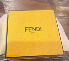 Fendi Roma Logo Round Gold-Tone Faux Pearl Brooch White/Gold w/ Box picture