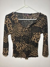 Y2K Vintage Rampage Clothing Leopard Print Lace Shirt picture
