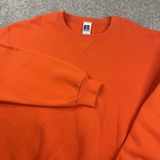 Vintage Russell Athletic Crewneck Sweatshirt Men L Orange Blank 90s Y2K Bright picture