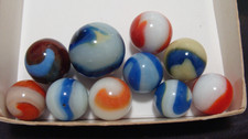 10 Vintage Marbles Akro Agate Corkscrew Prize Name Egg Yolk/Blur Shooter More VG picture
