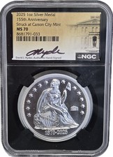 2025 MS 70 CARSON CITY MINT 155th ANNIVERSARY MEDAL NGC David Ryder Signed RARE picture