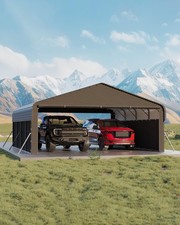20'X20'X10' Metal Carport Heavy Duty All-Weather Carport 220 g Tarp for 2 Cars picture