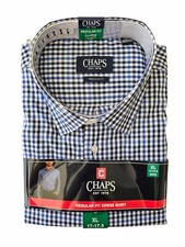 Chaps Mens Regular Fit Button Down Dress Shirt 17-17.5 x 32/33 Blue XL / X-LARGE picture
