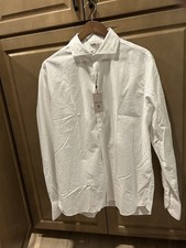 NWT Stenstroms Men XL White Textured 100% Cotton Luxury Shirt Regular $375 picture