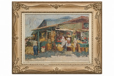 Bearing the Signature ‘E. Boudin’ | Fish Market in Rotterdam | Oil on Canvas picture