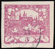 Czechoslovakia 1918 3h Hradcany Imperf Used Mi 1 Scott 1 SG 4 picture