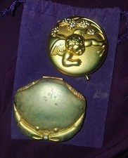 Vintage Estée Lauder July Birthday Compact Set - July Angel & Golden Cancer Crab picture