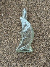 Vintage Clear Glass Man in the Moon Face Bottle picture