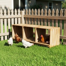 Wooden Chicken Nesting Box 3 Compartments Laying Eggs Nest Box for Ducks Poultry picture